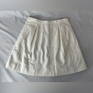 J. Crew White Lace Stripe A-Line Skirt Women’s size 2 Cotton Pique style READ